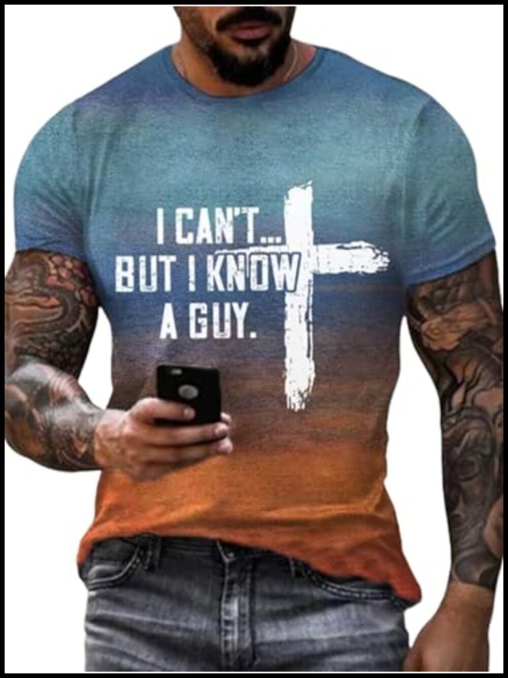 Funny Christian Jesus T-Shirt Men Short Sleeve Cotton Blend Tee